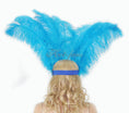 Load image into Gallery viewer, turquoise Showgirl Open Face Ostrich feather Headdress.
