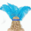 turquoise Showgirl Open Face Ostrich feather Headdress.