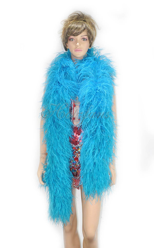 12 ply turquoise Luxury Ostrich Feather Boa 71