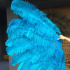 XL 2 Layers turquoise Ostrich Feather Fan 34''x 60'' with Travel leather Bag.