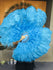 turquoise Ostrich & Marabou Feathers fan 27"x 53" with Travel leather Bag.