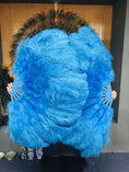 Load image into Gallery viewer, turquoise Ostrich & Marabou Feathers fan 27"x 53" with Travel leather Bag.
