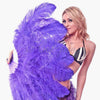 2 layers violet Ostrich Feather Fan 30"x 54" with leather travel Bag.