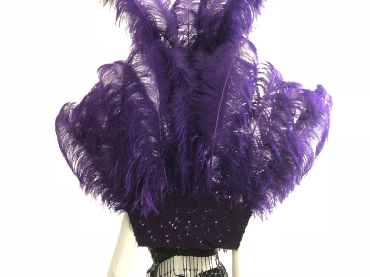 Violet Ostrich Feather Open Face Headdress & backpiece Set.