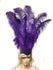 Cocar de penas de avestruz violeta Showgirl rosto aberto.