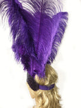 Load image into Gallery viewer, Violet Showgirl Open Face Ostrich feather Headdress.
