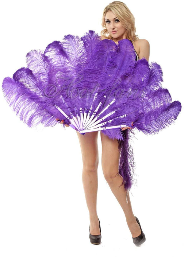2 layers violet Ostrich Feather Fan 30