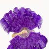 Leque de penas de avestruz Marabou violeta 24&quot; x 43&quot; com bolsa de couro de viagem.