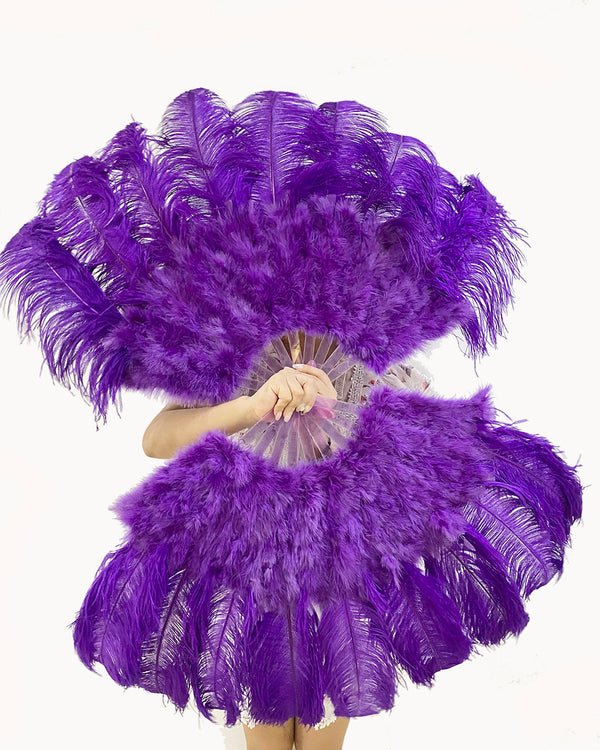 Abanico de plumas de avestruz de marabú violeta 24