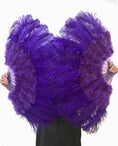 Load image into Gallery viewer, violet Marabou Ostrich Feather fan 21"x 38" with Travel leather Bag.
