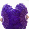 Ventilador de penas de avestruz Marabou violeta 21 &quot;x 38&quot; com bolsa de couro de viagem.