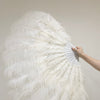 2 Layers Ostrich Feather Fan 30''x 54'' with aluminum staves.