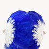 Mix royal blue & white 2 Layers Ostrich Feather Fan 30''x 54'' with Travel leather Bag.