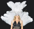 Load image into Gallery viewer, white Ostrich Feather Open Face Headdress & backpiece Set.
