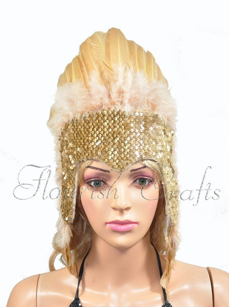 Wheat feather sequins crown las vegas dancer showgirl headgear headdress.