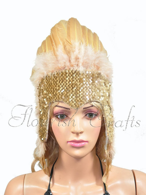 Weizenfeder-Pailletten-Krone, Las Vegas-Tänzerin, Showgirl-Kopfbedeckung, Kopfschmuck.