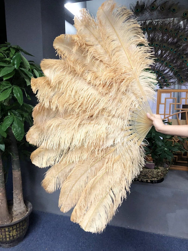 2 layers wheat Ostrich Feather Fan 30