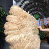 Abanico de pluma de avestruz de trigo de 2 capas de 30 "x 54" con bolsa de viaje de cuero.