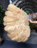 2 layers wheat Ostrich Feather Fan 30"x 54" with leather travel Bag.