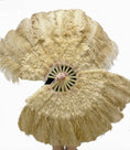 Load image into Gallery viewer, Wheat Ostrich & Marabou Feathers fan 27"x 53" with Travel leather Bag.
