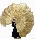 Load image into Gallery viewer, Wheat Ostrich & Marabou Feathers fan 27"x 53" with Travel leather Bag.
