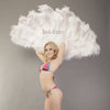 Burlesque 4 Layers white Ostrich Feather Fan Opened 67'' with Travel leather Bag.