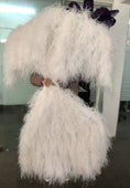 Load image into Gallery viewer, Burlesque Fluffy white Waterfall Fan Ostrich Feathers Boa Fan 42"x 78".
