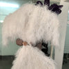 Burlesque Fluffy white Waterfall Fan Ostrich Feathers Boa Fan 42"x 78".