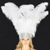 Tocado de plumas de avestruz Open Face Showgirl blanco.