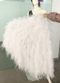 Load image into Gallery viewer, Burlesque Fluffy white Waterfall Fan Ostrich Feathers Boa Fan 42"x 78".
