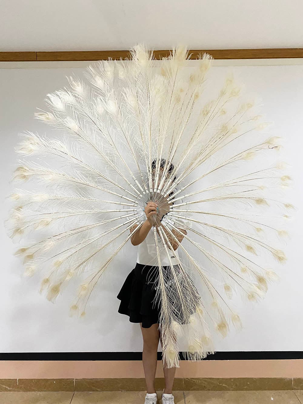 White Peacock Feather Fan, for A Pair