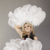 A pair white Single layer Ostrich Feather fan 24"x 41" with leather travel Bag.