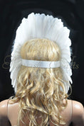 Load image into Gallery viewer, white feather sequins crown las vegas dancer showgirl headgear headdress.
