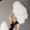2 layers white Ostrich Feather Fan 30"x 54" with leather travel Bag.