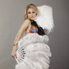 A pair white Single layer Ostrich Feather fan 24"x 41" with leather travel Bag.