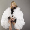 white single layer Ostrich Feather Fan with leather travel Bag 25"x 45".