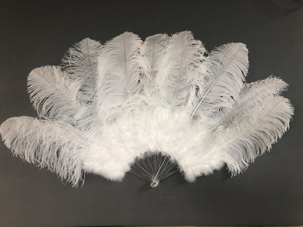 White Marabou Ostrich Feather fan 24