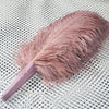 beige wood single layer Ostrich Feather Fan with leather travel Bag 25"x 45".