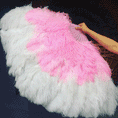 Load image into Gallery viewer, Mix white & pink XL 2 Layer Ostrich Feather Fan 34''x 60'' with Travel leather Bag.
