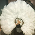 Load image into Gallery viewer, white Ostrich & Marabou Feathers fan 27"x 53" with Travel leather Bag.
