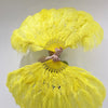 2 layers yellow Ostrich Feather Fan 30"x 54" with leather travel Bag.